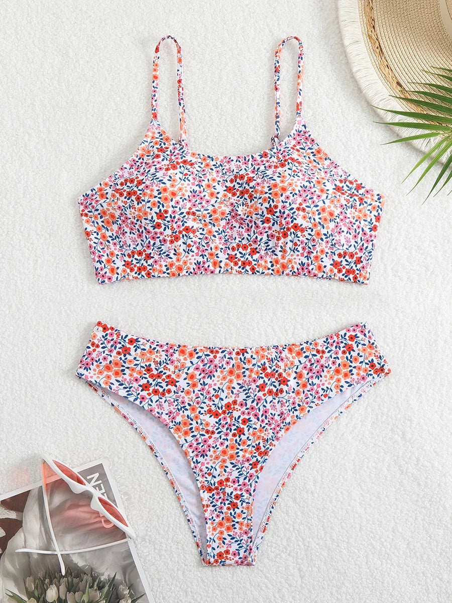 2025 Strappy Bikini High Waist Swimsuit Women Sexy Printed Swimwear Female Bathers Swimming Bathing Swimming Swim Suit Beachwear