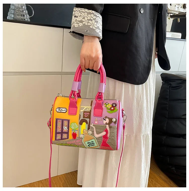 PU New Personality Stylish Shoulder Bags Design Patchwork Zipper 2025 Hot Sale Women's Bags Retro High Quality Women's Bags