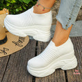 Breathable Mesh Chunky Platform Sneakers Women Plus Size 42 Thick Bottom Sport Shoes Woman Black White Knitting Walking Shoes