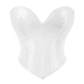 Women PU Leather Bustier Back Lacing-up Fish Boned Corset Curved Hemline Crop Tank Tops