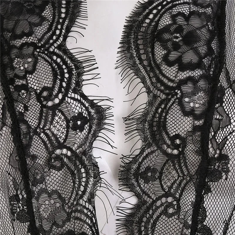 Women Sexy Lingerie Erotic Transparent V-Neck Nightwear Babydoll Robe G-string Costume Kimono Robe Lace Sleepwear Dress