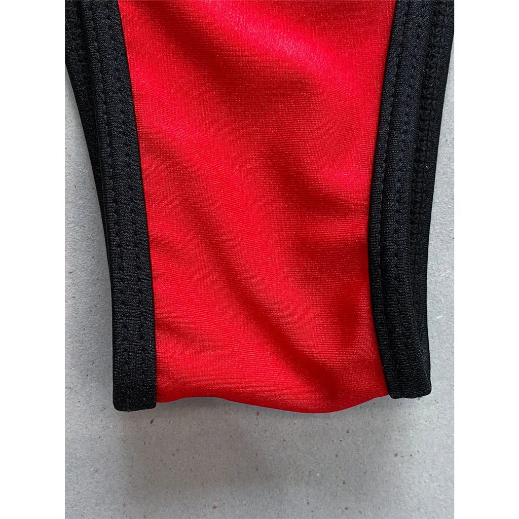 Sexy Splicing V Neck Cross Back Women Swimwear One Piece Swimsuit Female High Leg Cut Monokini Bather Bathing Suit Swim V5261