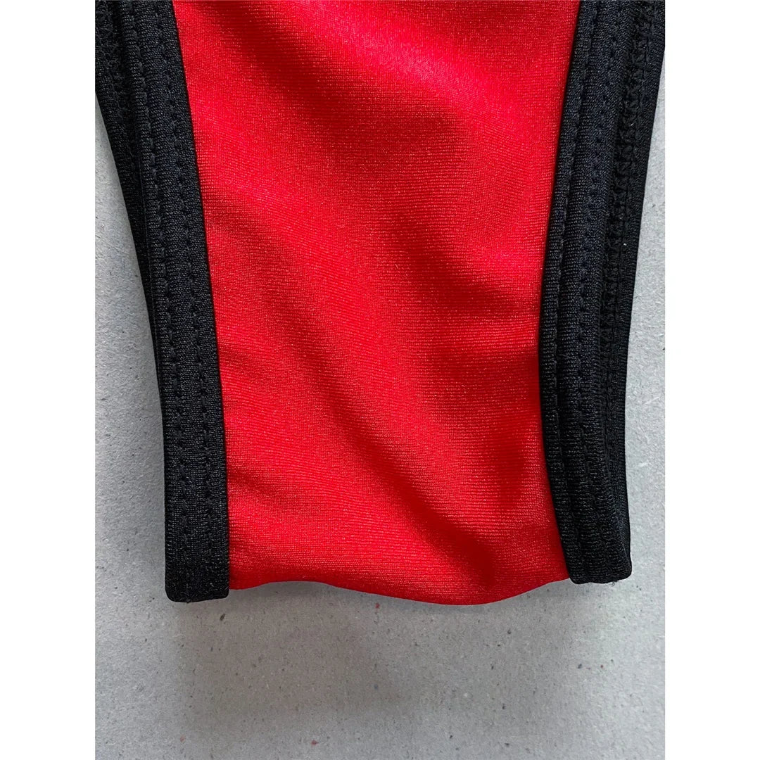 Sexy Splicing V Neck Cross Back Women Swimwear One Piece Swimsuit Female High Leg Cut Monokini Bather Bathing Suit Swim V5261