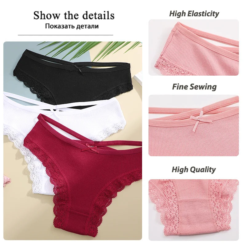 4PCS Cotton Seamless Panties Hollow Sexy Design Unique Low Waist Women Panties Breathable Girls Underwear Soft Lingerie S-XL