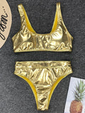 Sexy Shiny PU Leather Bikini Women 2025 Bikinis Bling Swimwear One Piece Swimsuit Female Monokini Bather Bathing Suit Swim Lady