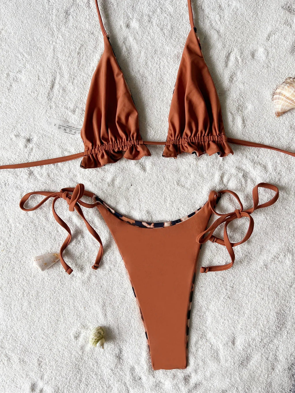 2026 Summer Leopard Print 3 Pieces Suit Swimwear Reversible Sexy Halter Lace-up Bikini Set Drawstring Skirt Cover Up Beachwear