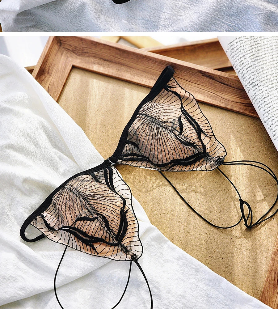 New French Style Lingerie Set Front Fastening Bra Non Padded Ultra Thin Elegant Lace Comfortable Summer Wear Women S-XL MOYISU