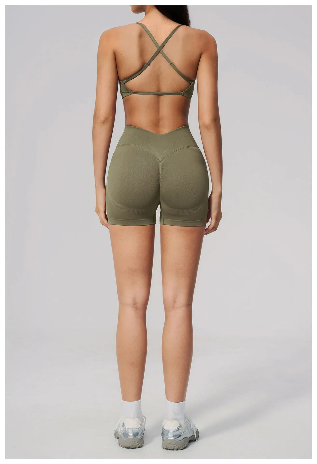 Seamless Yoga Excersize Sets Women Cross Back Sports Bra Tracksuit Workout Clothes High Waist Hip Lifting Shorts Fitness Suits