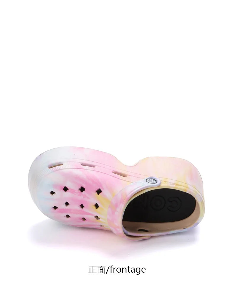 Leopard Platform Clogs for Women Closed Toe Chunky High Heel Sandals Woman New Summer Street Beach Slides Girls Fashion Slippers