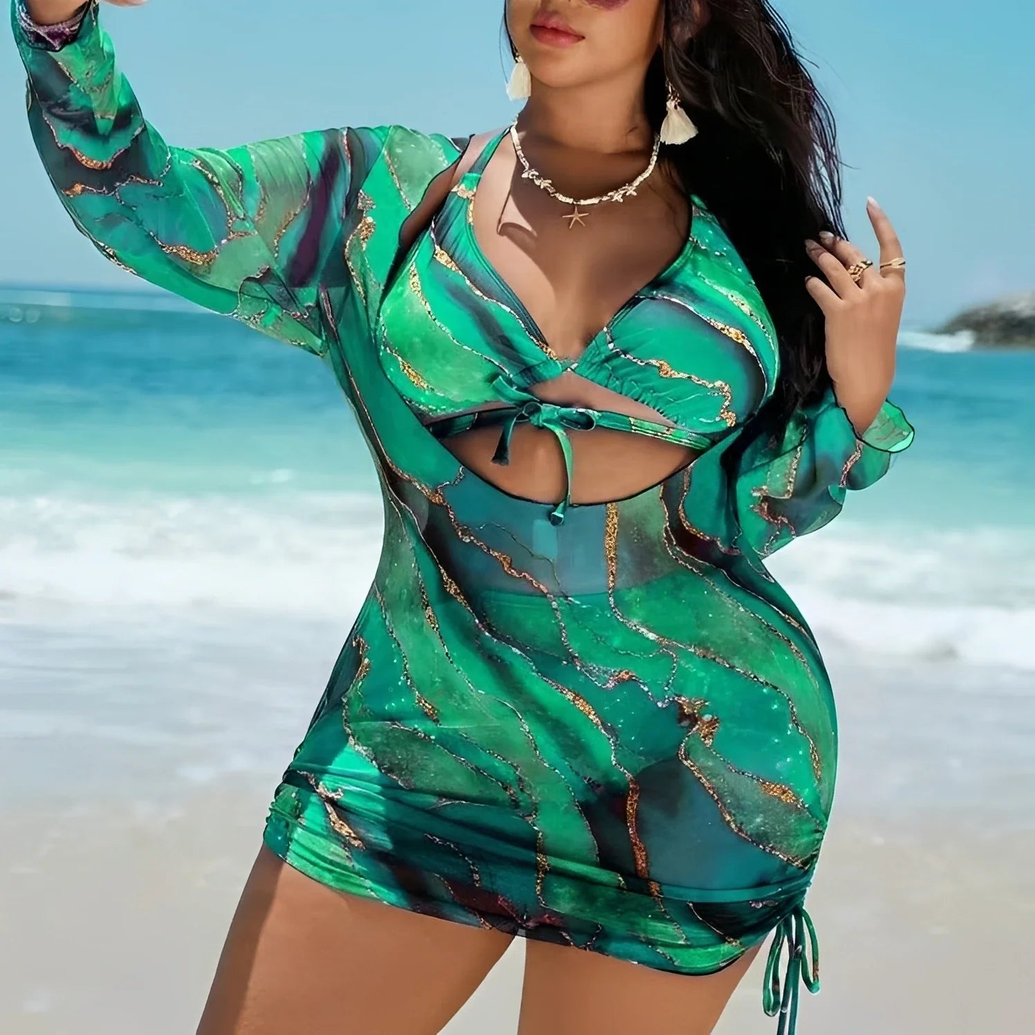 2026 Large Plus Size Bikini High Waist Swimsuit Women With Tops 3 Pieces Swimwear Female Bathers Bathing Swimming Swim Suit  4XL