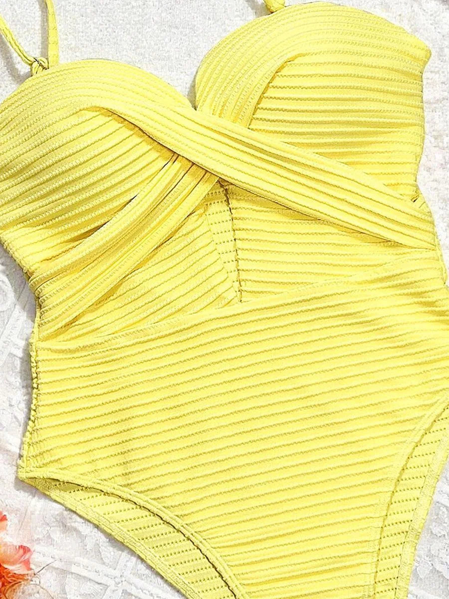 Wrinkled Bra Cup Swimsuits 2025 Female Swimwear One Piece Swimsuit Women Monokini High Cut Bathing Suit Swim Beach Wear Bodysuit