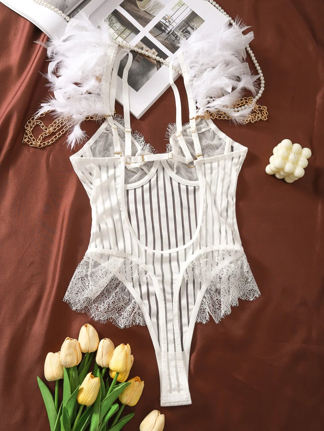 Fashionable New Sexy Lace Spliced Flower Embroidery Mesh Backless Deep V Suspenders Sleeveless Bodysuits Charming Casual H2F1