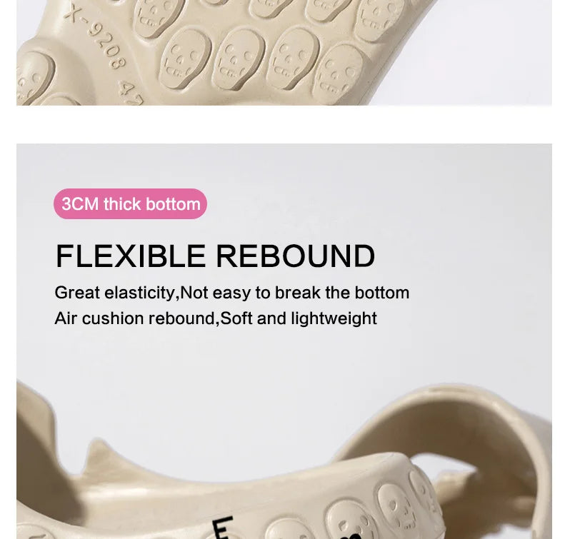 New Personalized Skull Design Men Slippers 2024 Summer Outdoor Fun Slides Thick Bottom of Beach Non-slip Leisure Women Sandals
