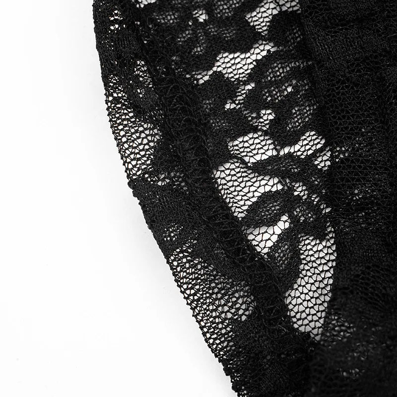 FDYOUI Women's Backless Sleeveless Bodysuits 2026 Summer Sexy Buttons Hollow Out Lace Jumpsuits Night Club Overalls Black Red