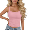 Womens Basic Spaghetti Strap Cami Top Slim Fit Backless Crop Top Summer Solid Color Casual Sleeveless Top Streetwear Y2k Clothes