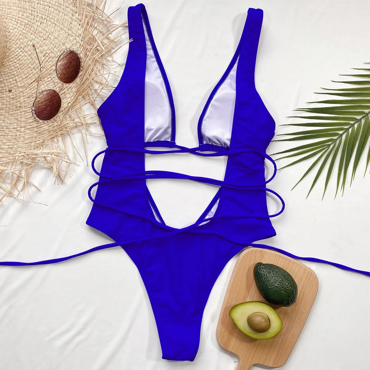 Deep V Neck Wrap Around High Cut Women Swimwear One Piece Swimsuit Female Monikini Tummy Cut Out Bathing Suit Swim Beach Wear