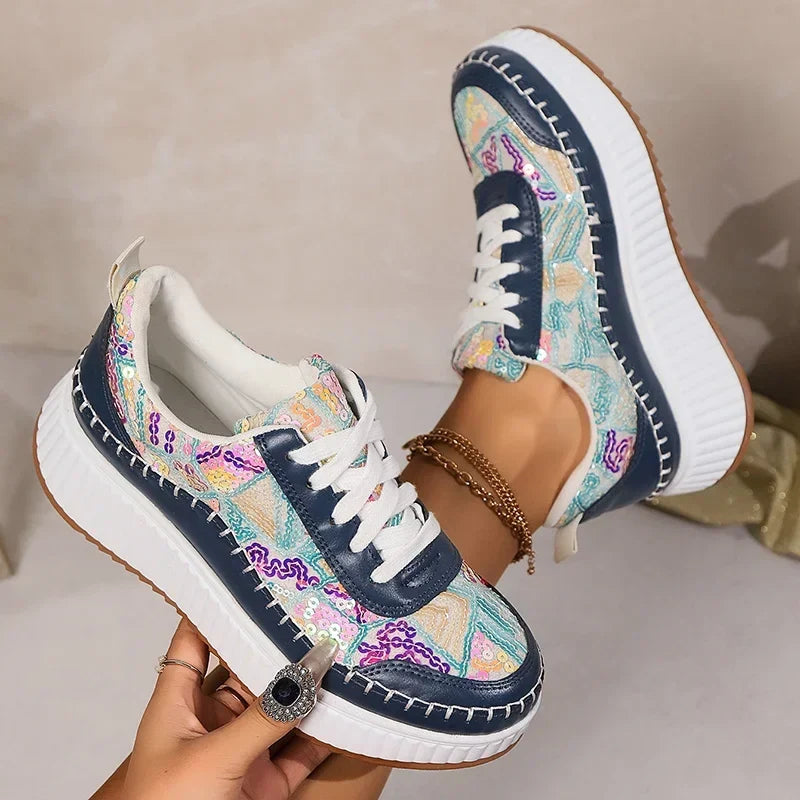 Punk Mixed Color Platform Sneakers for Women 2025 Fashion Thick Bottom Vulcanized Shoes Woman Cozy Non Slip Walking Shoes 43