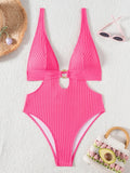 Deep V Neck Cut Out Women Swimwear One Piece Swimsuit Female High Leg Cut Monokini Bather Backless Bathing Suit Swim Beachwear