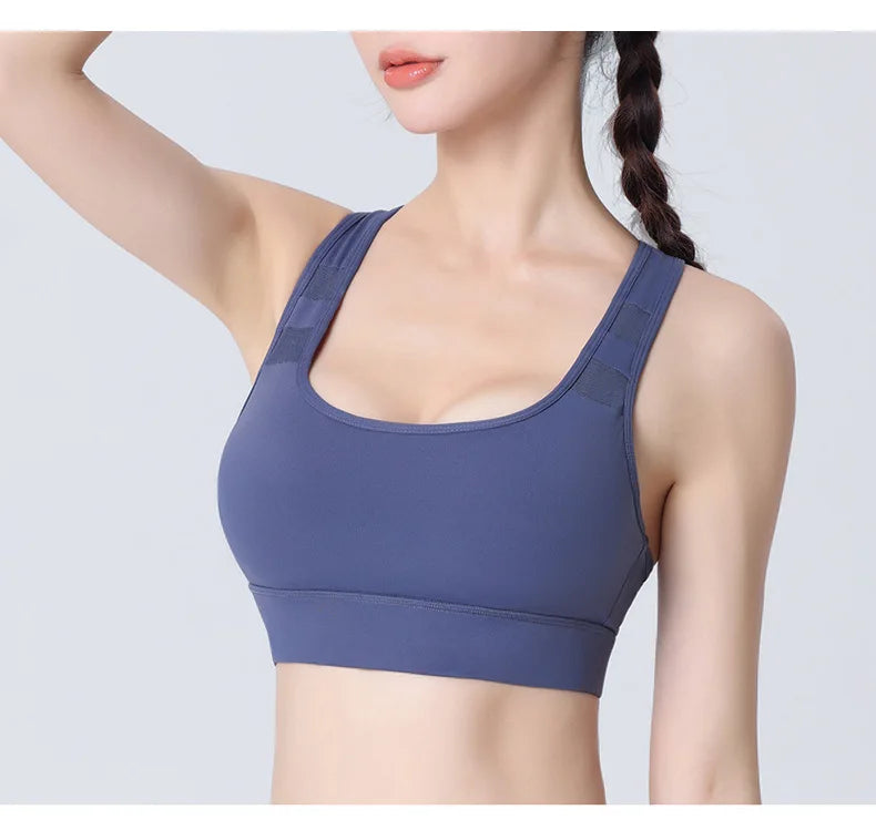 Sports bra, shockproof, high-strength, running, fitness, yoga bra, sports fixed one-piece cup, beautiful back bra