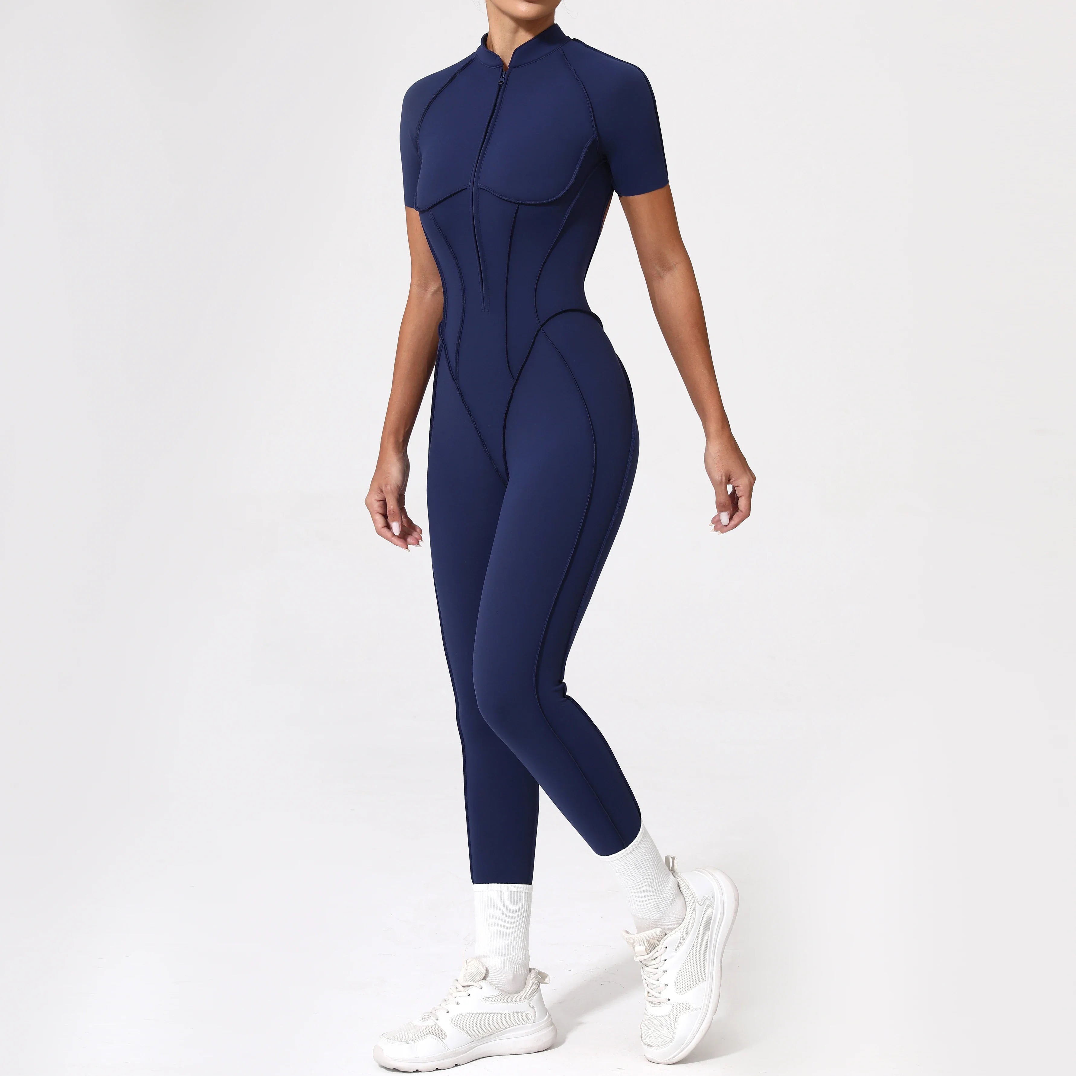 With Zipper Hollow Back Yoga Jumpsuit Sportswear Women Gym Clothes Running Fitness Yoga Backless Bodysuit