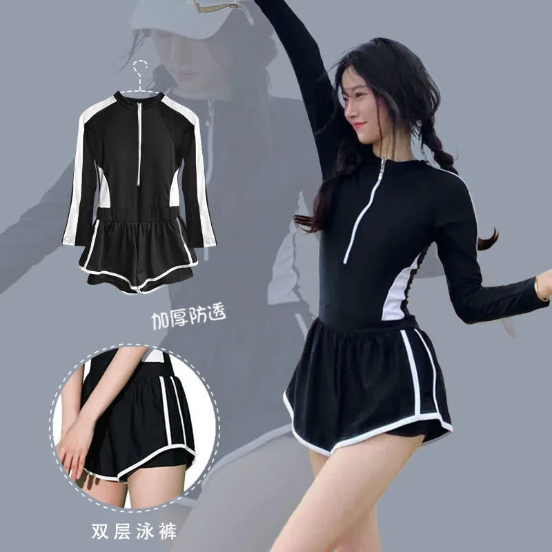 Hot Selling Swimsuit for Women, Summer Long Sleeved Jumpsuit for Girls Sexy Hot Spring Swimsuit, Concealing Flesh and Slimming