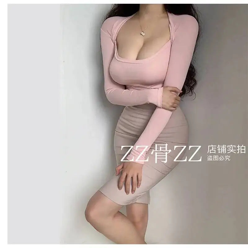 WOMENGAGA Mid Length Skirt For Elegance Apricot Slim Mini Dress Sweet Sexy Korean Women 2023 Skirts High Waist Fashion HGR0
