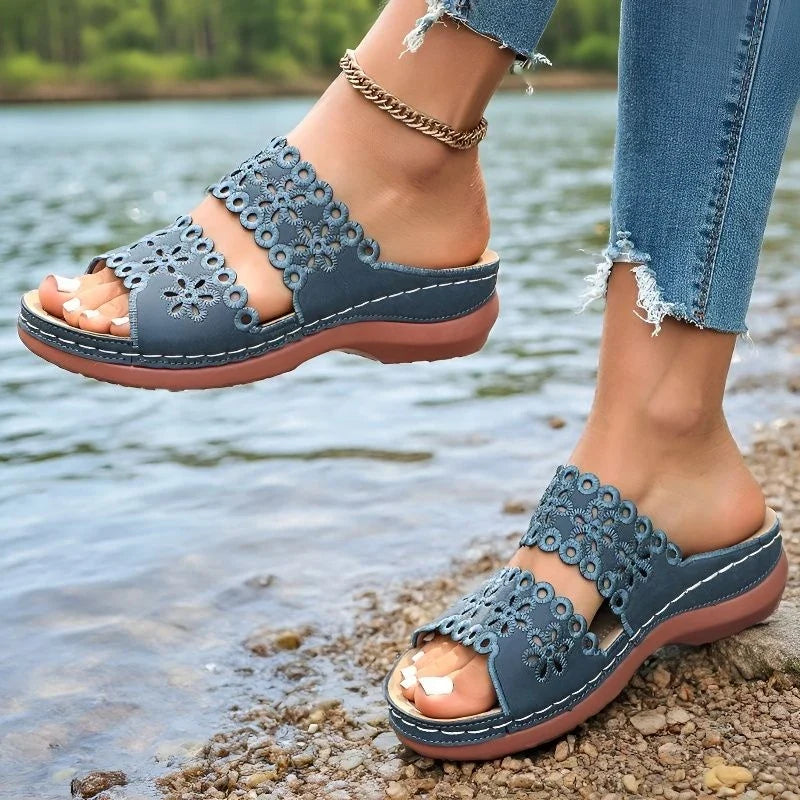 Vinatge Hollow Out Platform Sandals Women Lightweight Plus Size Wedges Sandles Woman Comfortable Thick Sole Casual Sandalias 43
