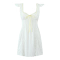 White Lace Dress Summer Women's Dress Bowknot Back Tie Up Short Beach Vestidos Female Sleeveless Mini Casual Cotton Dress 2025