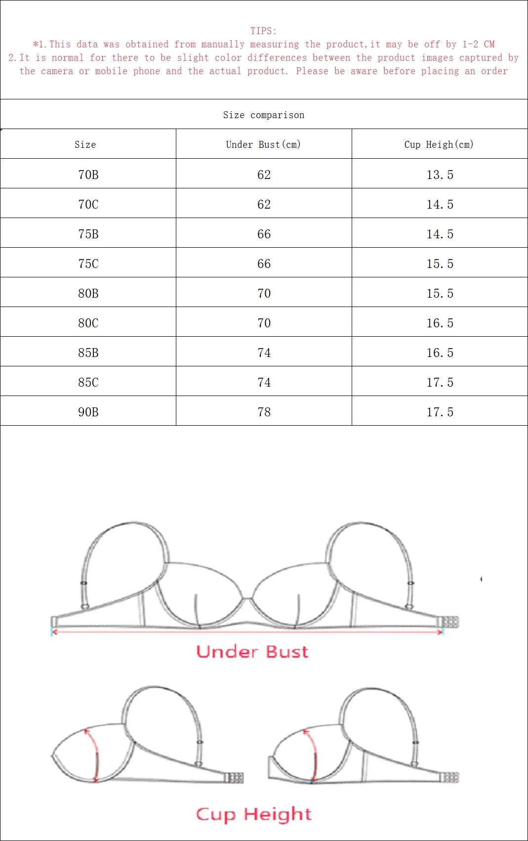pure desire Bra for Women – 3/4 Cup Underwire Push Up Bra lace sexy Lingerie party brassiere  (B-C Cup)L2957