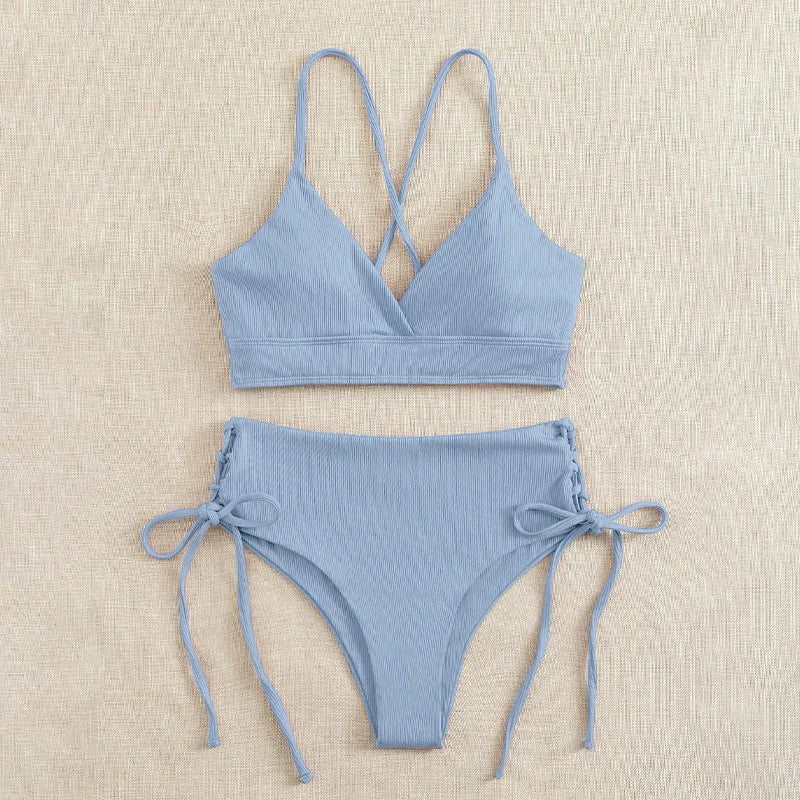 Sexy Bandage High Waist Brazilian Bikinis Sets Swimsuit Swimwear Swimming Suit for Women 2023 New Bikini Mujer Biquinis