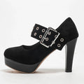 2026 Big Size 33-43 Retro Black Office Lady Buckle Strap Mary Janes Platform Pumps Elegant Red 10.5cm High Heels Shoes Women