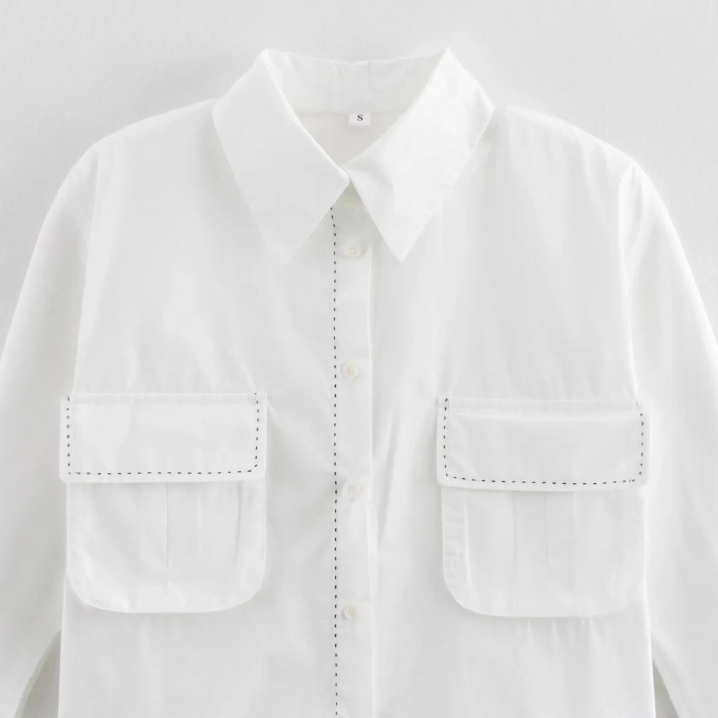 Women's Fashion Casual White Short Sleeve Shirt White Cotton Button Shirt Lapel Collar Half Sleeve Loose Fit Casual Blouse 8GDK