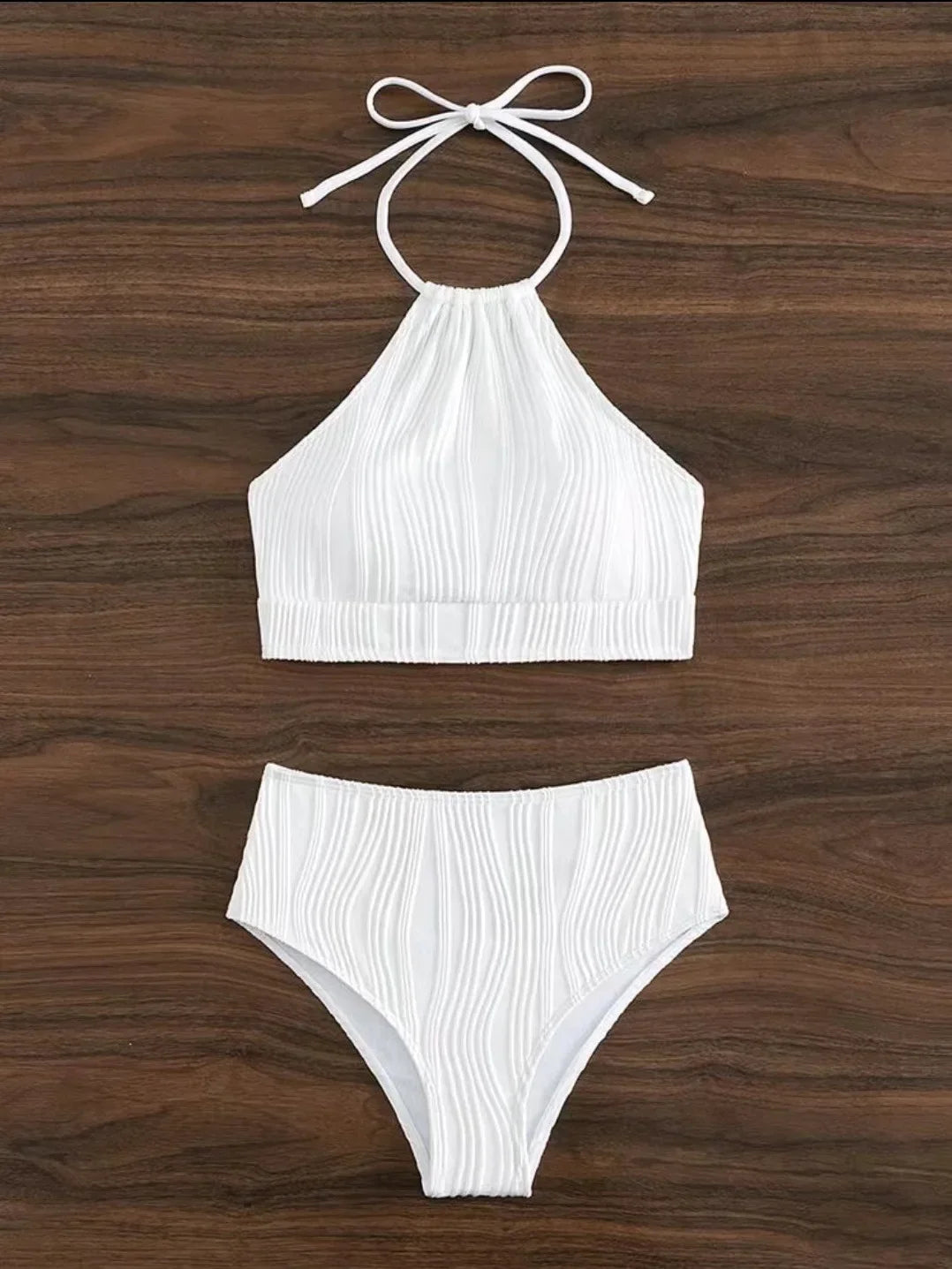 2026 Sexy High Wasited Swimsuit Women Solid White Bikini High Neck Swimwear Female Bathers Bathing Swimming Swim Suit Beachwear