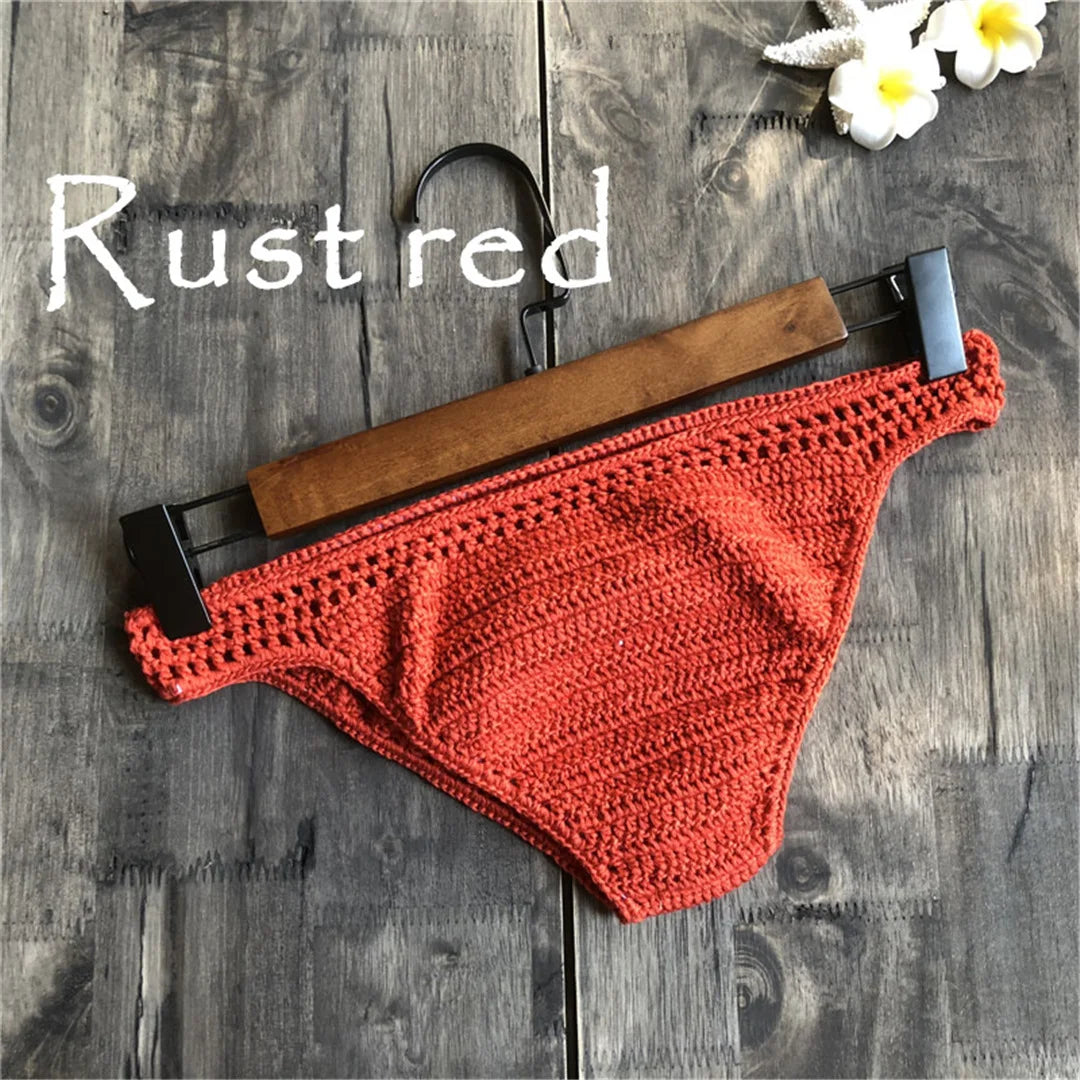 S - XL 9 Colors Crochet Knitted Bikini Bottom Swim Brief Women Swimwear Female Bather Brazilian Tanga Panties Underwear V4195