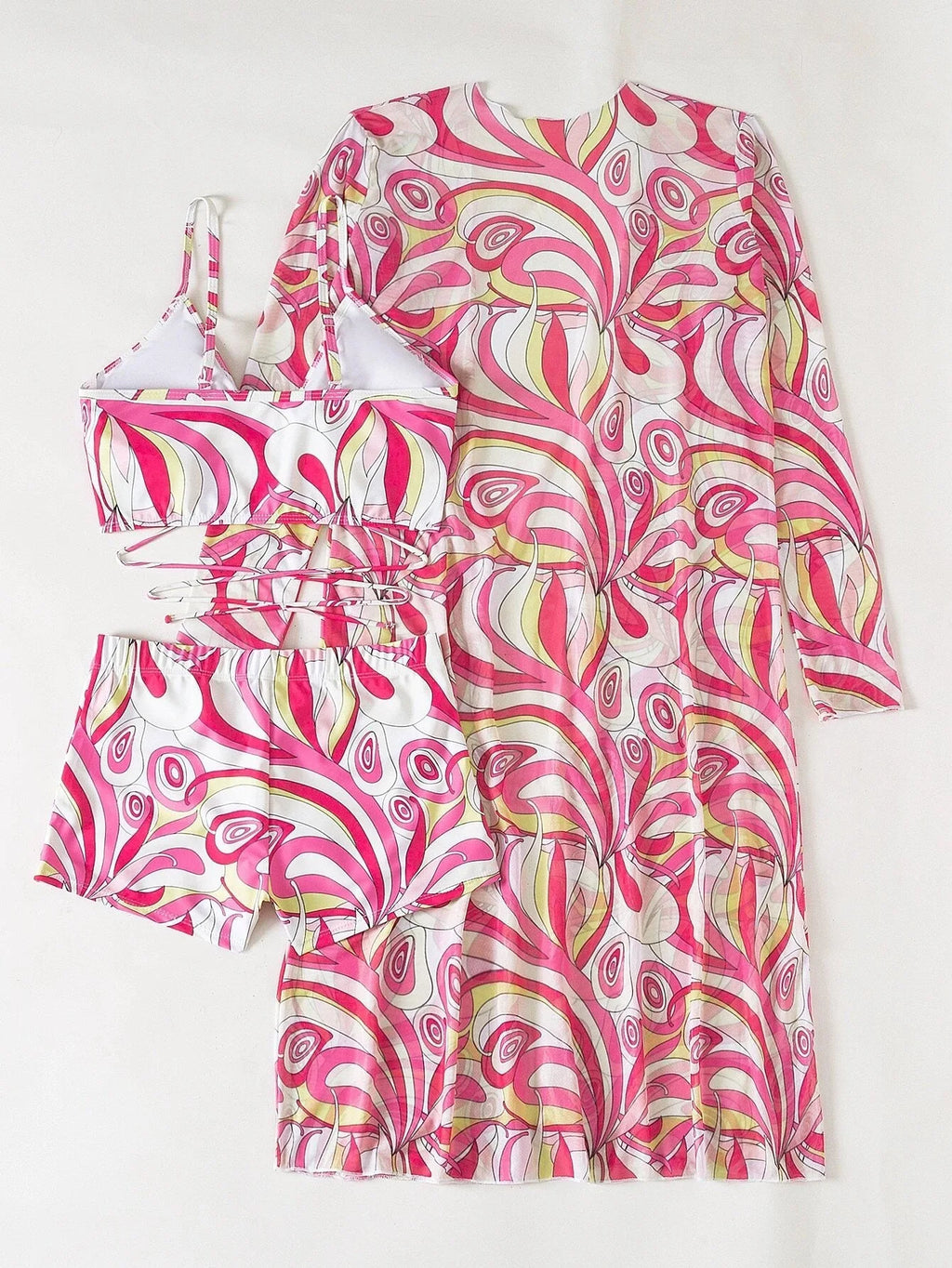 3 Pieces Sexy Print Bikini 2026 Women High Waist Swimsuit & Kimono Swimwear Female Lady Bathing Suit Swimming Summer Beachwear