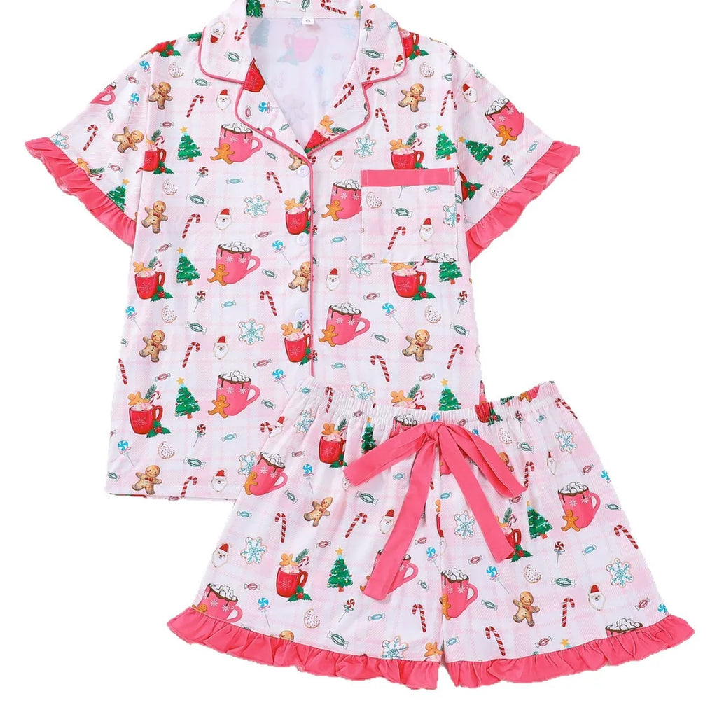 Women's Sleepwear Summer Dopamine Style Pajama Set Loungewear Ladies Pajamas Comfortable Casual Lapel Pajamas Shorts Set