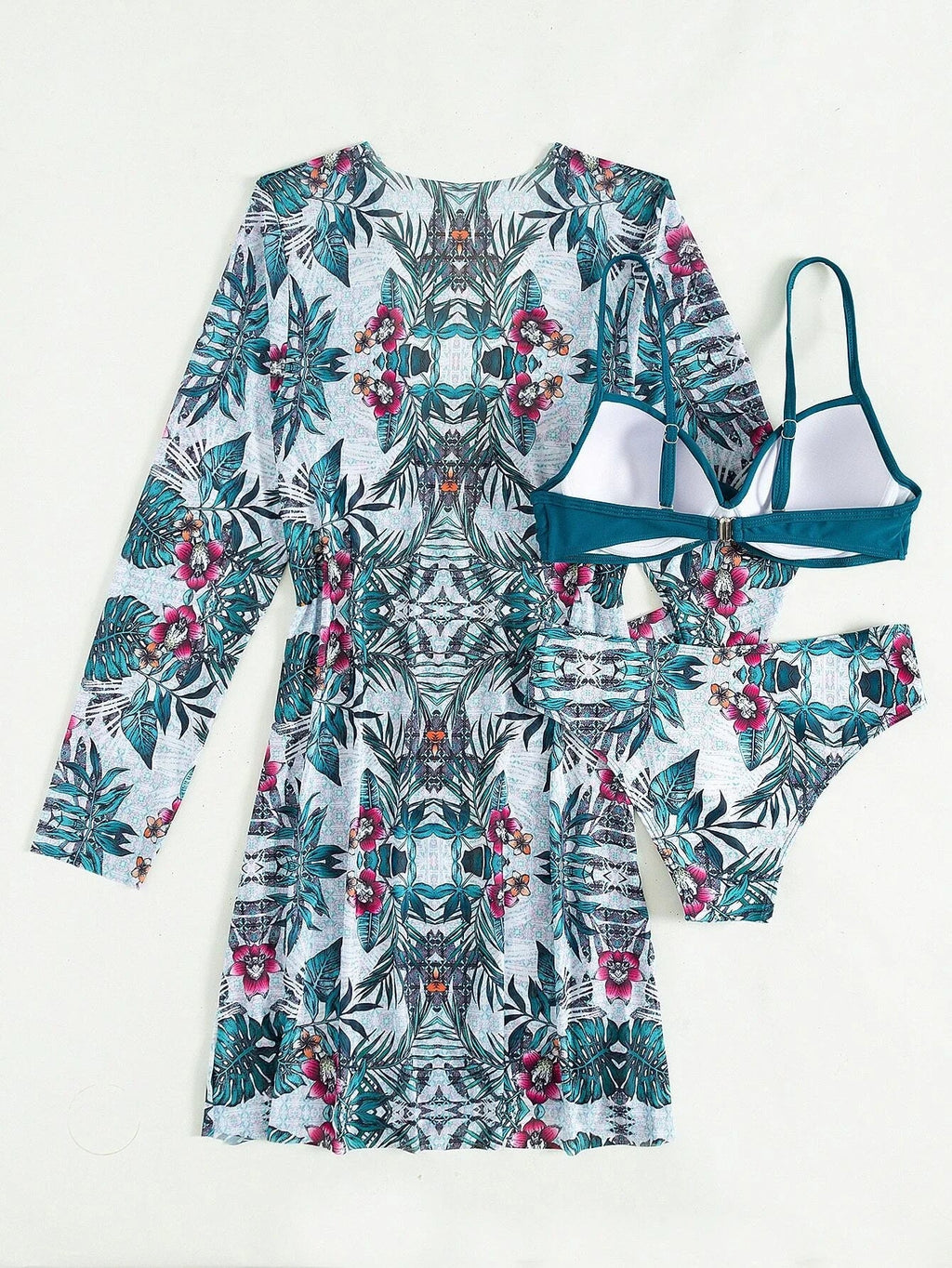 3 Pieces Push Up Bikinis 2026 Women With Kimono Beach Printed Swimsuit Sexy Swimwear Female Bathers Bathing Swimming Swim Suit