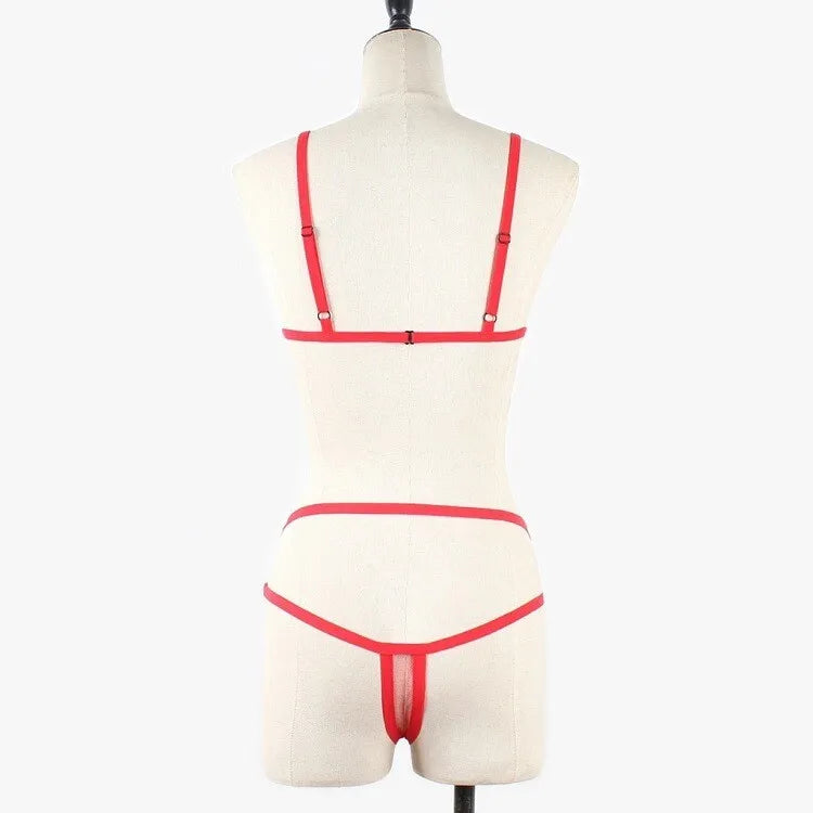 Women Sexy Lingerie Sheer Bra Set See-through Babydoll Thong Underwear Sleepwear