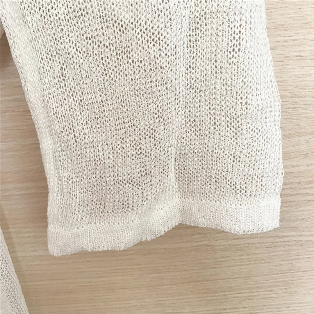 Sexy Long Sleeve See Through Top  Mesh Sheer Tunic Beach Cover Up Cover-ups Beach Dress Beach Wear Beachwear Female Women V3557