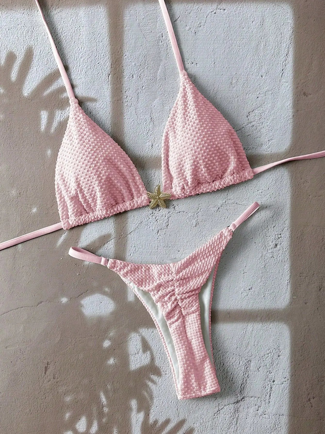 Sexy Metal Starfish Bikini Set Women Yellow Blue Push Up Bra Thong Swimsuit 2026 Summer Bathig Suit Bandage Holiday Swimwear