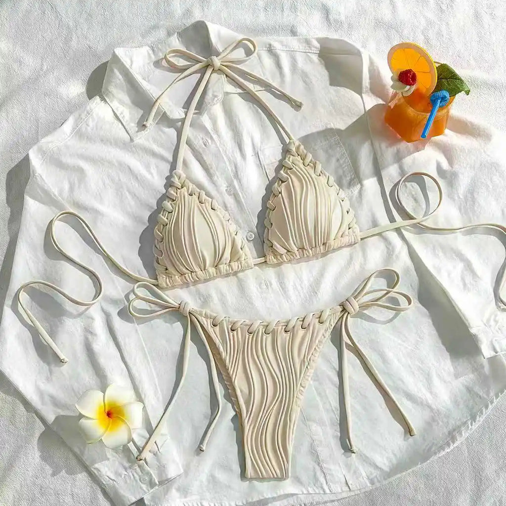2026 Triangle String Bikinis Women Swimwear Female Sexy Swimsuit Solid Bathers Bathing Swimming Swim Suit Beachwear