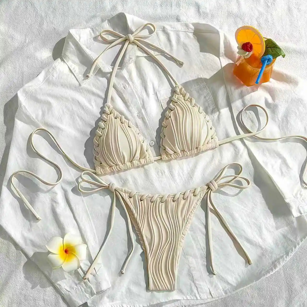 2026 Triangle String Bikinis Women Swimwear Female Sexy Swimsuit Solid Bathers Bathing Swimming Swim Suit Beachwear