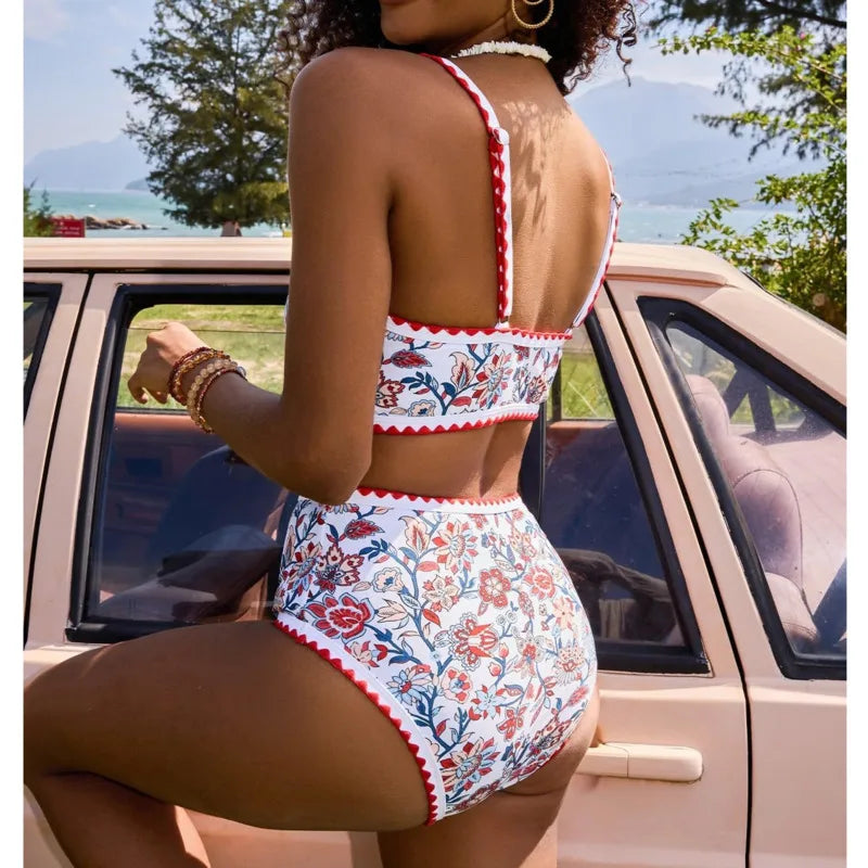 New Sexy Bikinis Print Swimsuits Women's Swimwear Push Up Female Beach Swim Wear Bathing Suits High Waist Bikini Set Pool Bather
