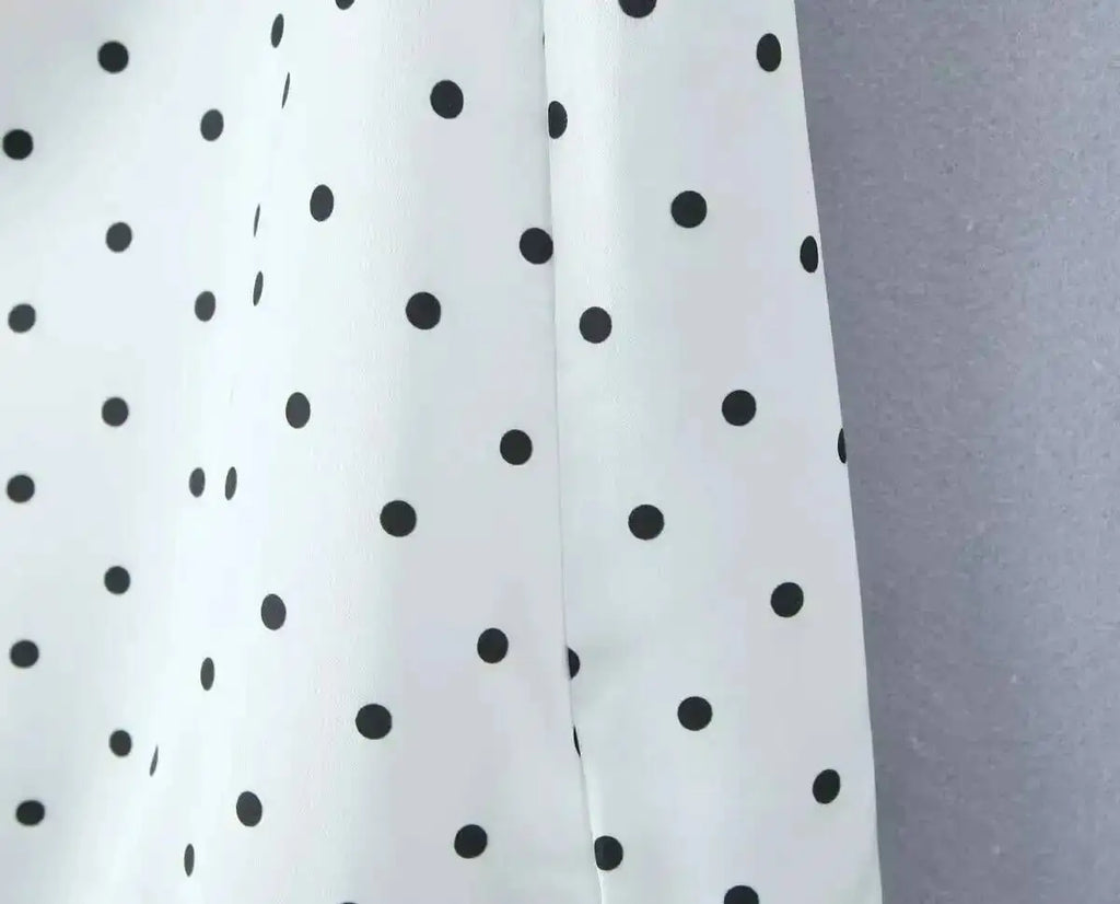 2026 Women Vintage Black White Polka Dot A-line Knee Length Skirt Sexy Low Waist Holiday Summer Skirts Slim Mini Skirts J7L2