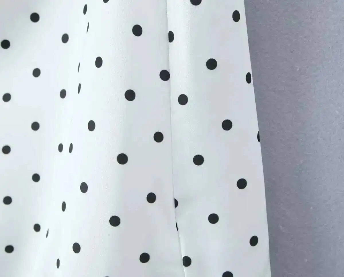 2026 Women Vintage Black White Polka Dot A-line Knee Length Skirt Sexy Low Waist Holiday Summer Skirts Slim Mini Skirts J7L2