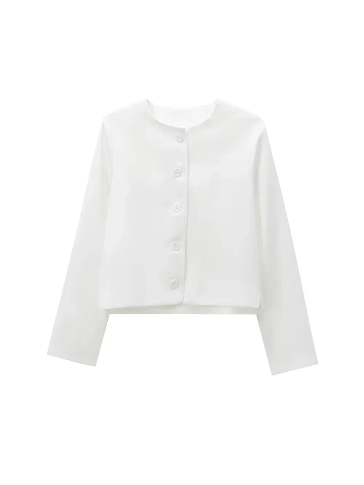 Foridol Solid O-neck Single Breasted Black Blazer Coat Women Autumn Winter Short Jacket Office Lady Vintage Buttons Veste