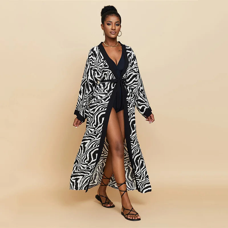 2026 Women Swimsuit Beach Cover Up dress Sleeve Kaftan Beach Tunic Long Pareos Bikinis Cover ups Summer Robe Plage Beachwear