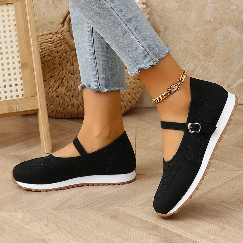 White Hollow Out Platform Sneakers Women 2025 Plus Size 36-43 Breathable Sports Shoes Woman Comfort Non Slip Walking Flats Mujer