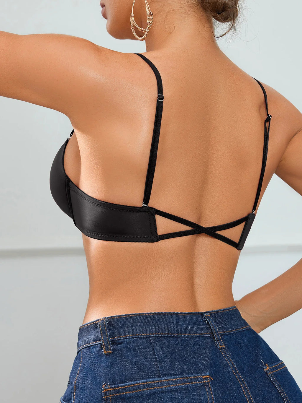 Everyday Women's cross-strap backless bra Front closure push-up bra for small breasts Seamless invisible heart-shaped cup bra