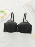 Women's oversized underwear with half cup gathered anti sagging front buckle lace design suitable for plump women 90D-110D B2483